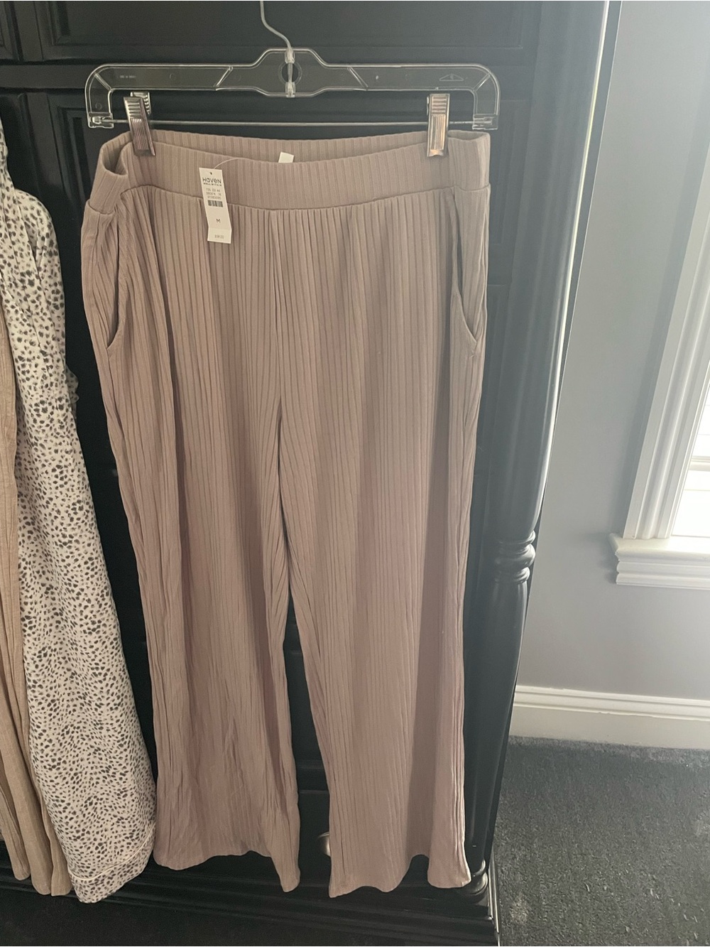 Haven Well Within Taupe Wide-Leg Ribbed Knit Pants